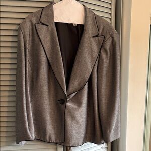 Le Suit Gray Blazer Structured Professional Jacket